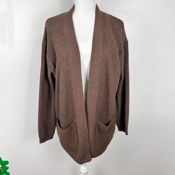 Andree by Unit Sweater Women Small Brown Open Front Knit Cardigan Pockets L/S - Picture 12 of 12
